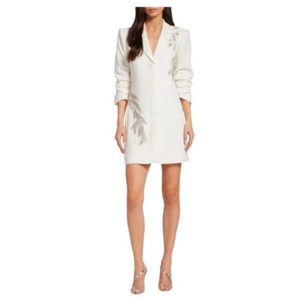 Cinq a Sept Joel Crystal Embellished Crepe Blazer Dress Size 8